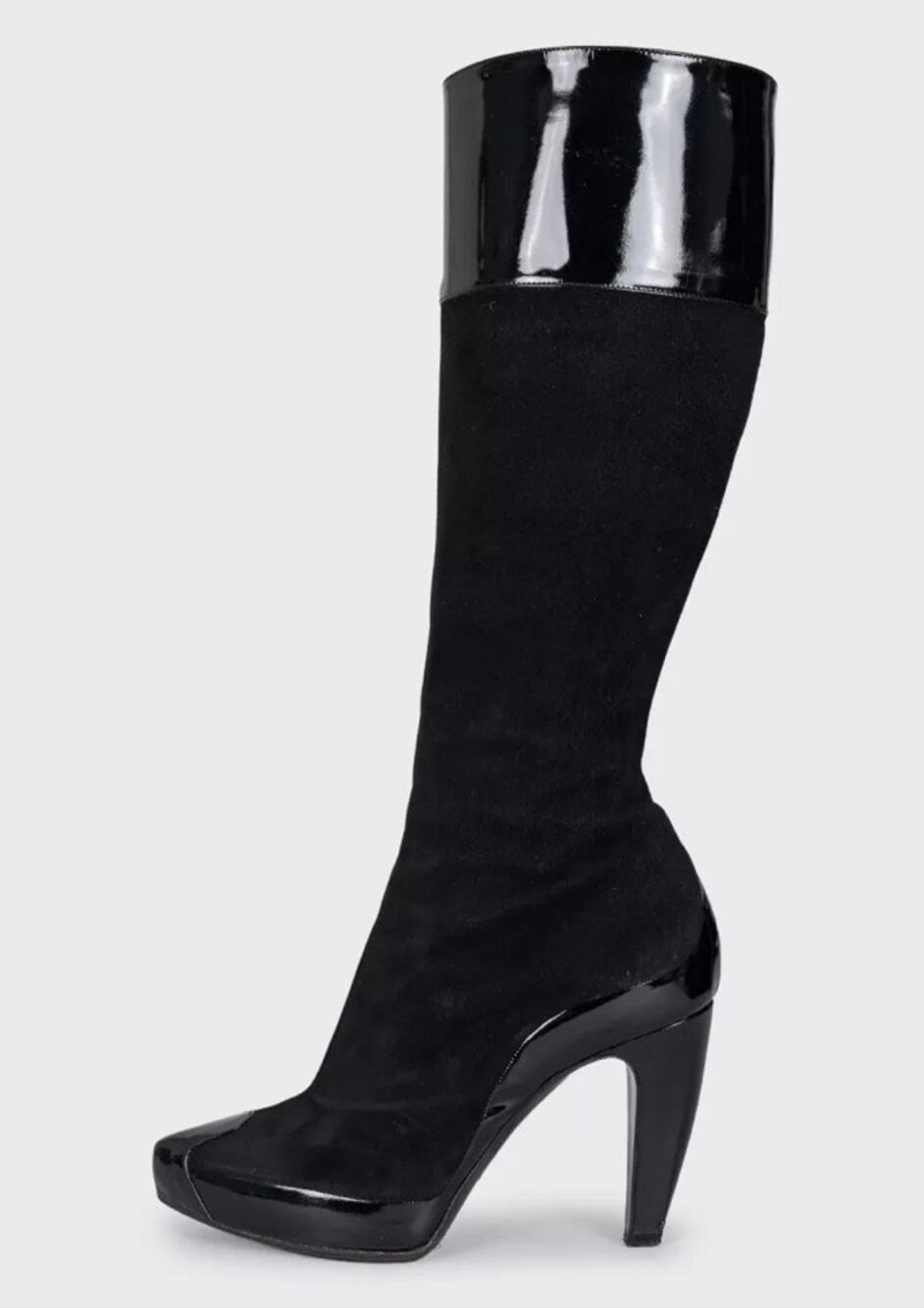 Balenciaga Black Leather Suede Heeled Boots Sz. 40